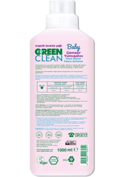 Bfs Green Clean Baby Bitkisel Çamaşır Yumuşatıcı 1000 ml fiyatları