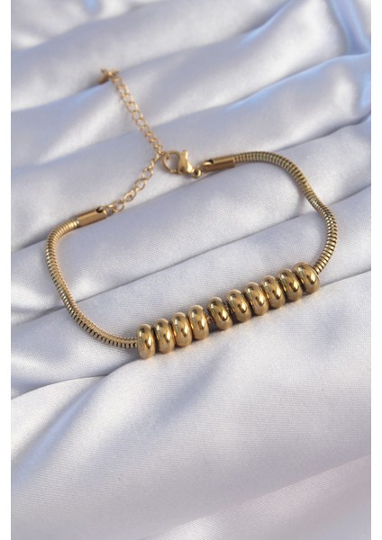 316L Çelik Gold Renk Oval Figürlü Bileklik - TJ-BB6096