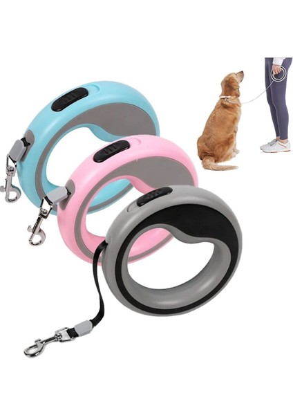 Pembe Otomatik Geri Çekilebilir Kedi-Köpek Gezdirme Tasması, 2,5 Metre Uzunluk fırsatları