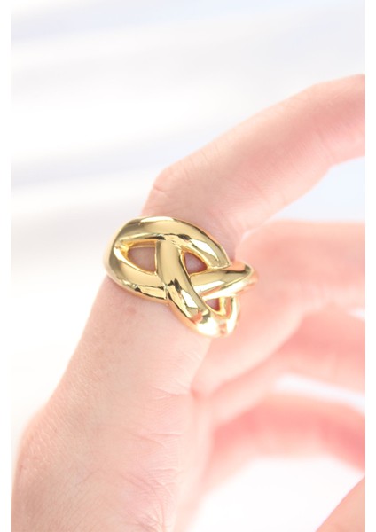 Düğüm Model Gold Renk Ayarlanabilir Yüzük - TJ-BYK3126