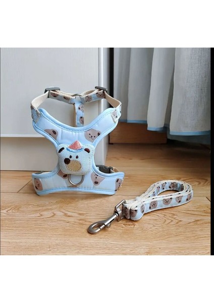 Mavi Göğüs Tasması Çiftli Set, Köpekler Için Rahat ve Şık Tasarım