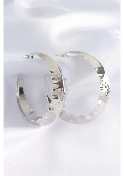 Pirinç Gümüş Renk Yaprak Desenli Halka Küpe - TJ-BKP8922 fiyatları