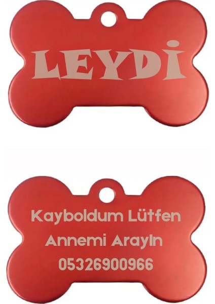 Kırmızı Kemik Şekilli Köpek Isimliği Tasma Takılabilir, Şık ve Dayanıklı Tasarım