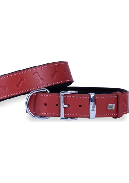 Kemerli Deri Köpek Boyun Tasması Büyük Kırmızı 4X57-65 cm