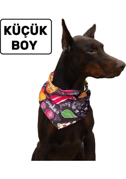 Küçük Boy Desenli Bağcıklı Köpek Fuları Bandana, Siyah, 40 cm