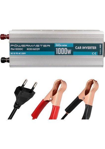 Powermaster PM-1000C 12 Volt 1000 Watt LCD Ekranlı Power Invertör