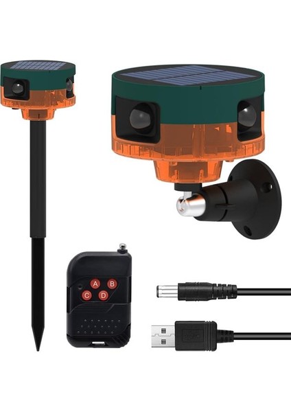 Powermaster PM-26947 13 Farklı Sesli Hayvan Kovucu Alarm Cihazı Mikrofonlu Solar Panelli