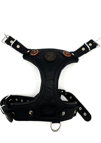Küçük Irk ve Yavru Köpekler Için Özel Tasarım Deri Göğüs Tasması, Siyah Renk.