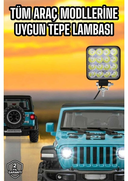 Tepe Lambası Çalışma Lambası Sis Lambası 16 LED Beyaz LED Işık