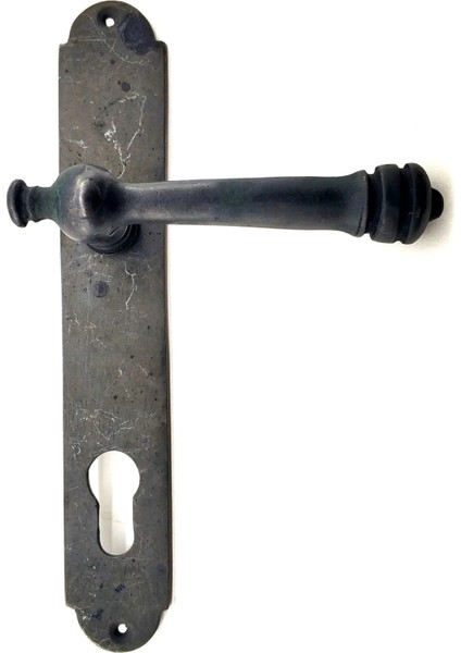 Antika Tarz Dekoratif Pirinç Taşra Yale Kapı Kolu - 220X35 Mm, Oksit