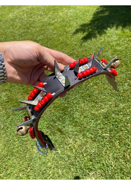 Iki Zilli Deri Köpek Boyun Tasması, Siyah, 5 cm Geniş, Dayanıklı ve Şık Tasarım