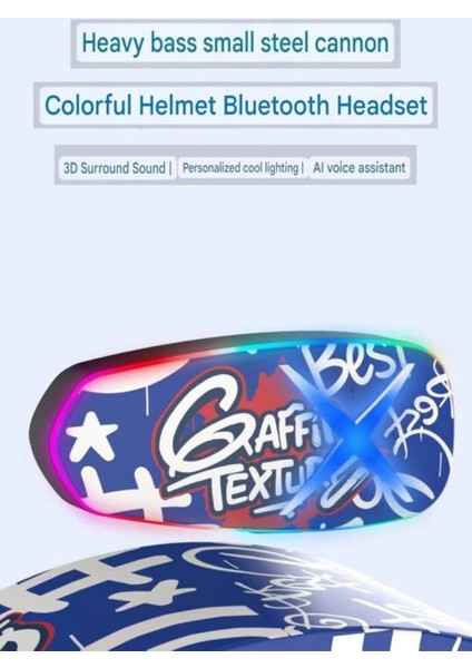 Helmet Graffiti Motor Kask Kulaklık Rgb Modlu Su Geçirmez 6.0 Bluetooth Intercom Yenı Model