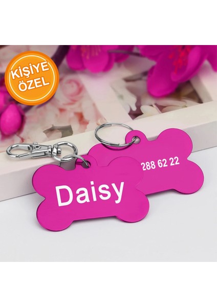 Pembe Çelik Köpek ve Kedi Isimlik Künyesi, Dayanıklı ve Şık Tasarım