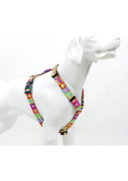 Ayarlanabilir H-Tipi Göğüs Tasması, Rahat ve Dayanıklı Desenli Köpek Tasması