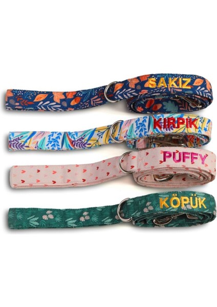 Pembe Kişiye Özel Köpek Gezdirme Kayışı ve Tasması, Desenli, Rahat ve Şık fırsatları