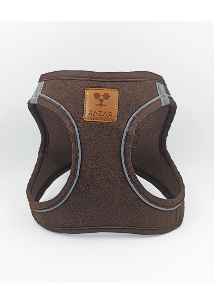 Koyu Kahverengi Süet Köpek Göğüs Tasması, Rahat ve Şık Tasarım