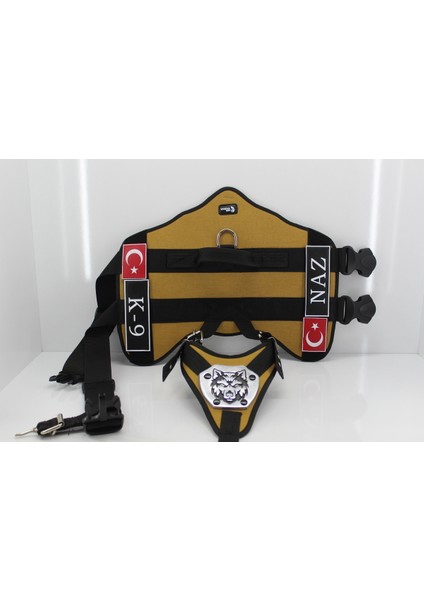 Kişiye Özel Renkli Köpek Göğüs ve Sırt Tasması Seti, Kahverengi