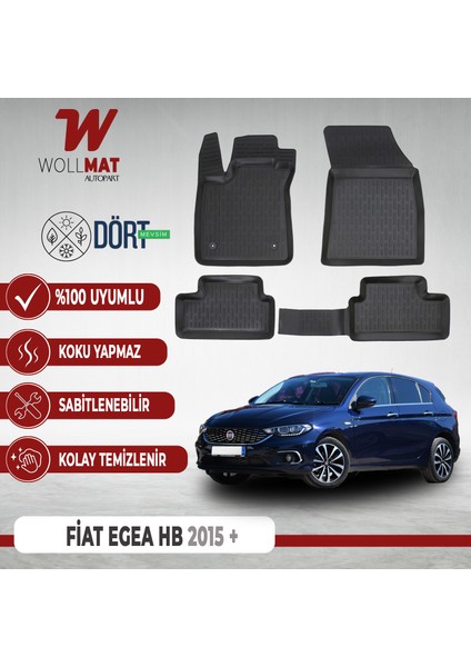 Fiat Egea Hatcback Uyumlu Paspas 2015 2025 Arası 3D Havuzlu Paspas