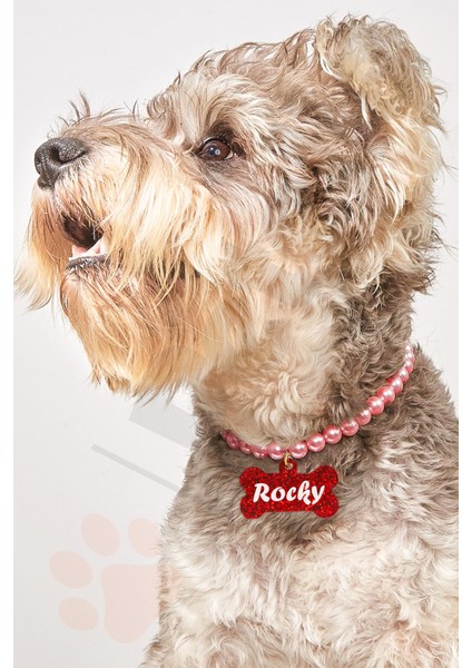 Pembe Incili Köpek Tasması ve Kolyesi, Şık ve Rahat Kullanıma Uygun.