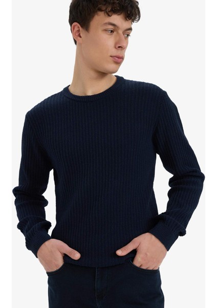 Standart Fit Bisiklet Yaka Basic Dokulu Triko Kazak E0811AX25WN