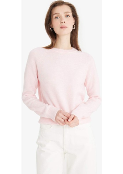 Regular Fit Bisiklet Yaka Basic Düz Soft Touch Yumuşak Triko Kazak D8678AX25WN fırsatları