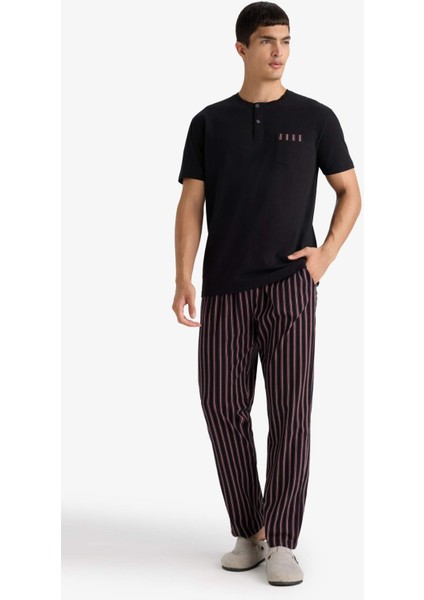 Pijama Takımı Regular Fit Kısa Kollu Üst Çizgili Uzun Alt F4884AX25AU