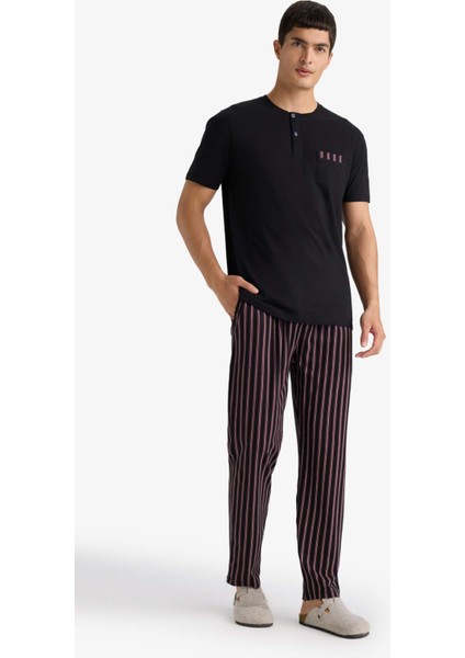 Pijama Takımı Regular Fit Kısa Kollu Üst Çizgili Uzun Alt F4884AX25AU fiyatları