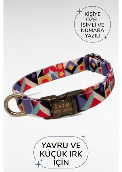 Çok Renkli Köpek Boyun Tasması, Yavru ve Küçük Irklar Için, Metal Kilitli, 1,5 cm