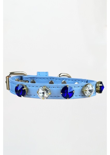 Mor Taş Detaylı Vegan Deri Köpek Boyun Tasması, Şık ve Rahat Kullanım Sağlar.