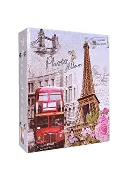 Eyfel Kulesi Desenli Pembe Fotoğraf Albümü 13x18 cm 100 Adet Kapasiteli modelleri