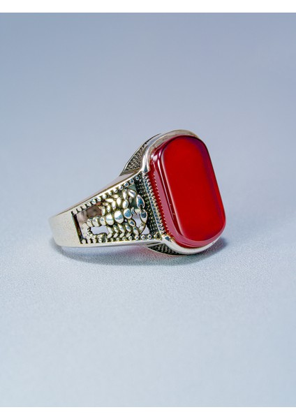 925 Ayar Gümüş Kırmızı Akik Taşlı Erkek Yüzük - Şık Hediye Seçeneği fiyatları