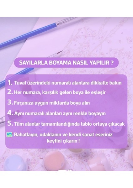Sayılarla Boyama Seti 40X50 cm (Çıtalı) Fırça Boya Dahil Numaralı Tuval Mavi Arabalar Kız ve Erkek fırsatları