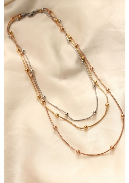 316L Çelik Karışık Renkli Topçuk Tasarımlı Çoklu Kolye - TJ-BKO6242 fiyatları