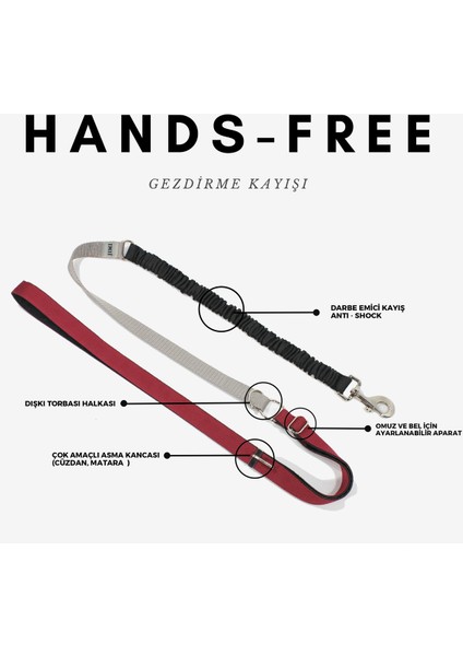 Bordo El Serbest Gezdirme Kayışı, Rahat ve Kullanışlı Köpek Tasması