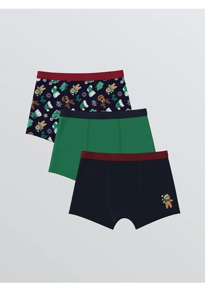Yılbaşı Temalı Erkek Çocuk Boxer 3'lü (W5)