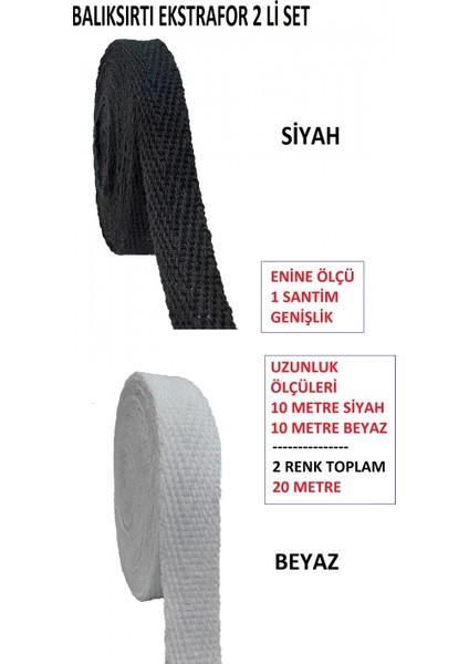 Ekstrafor Şerit 10 Metre Siyah 10 Metre Beyaz 1 Santim Genişlik Toplam 20 Metre