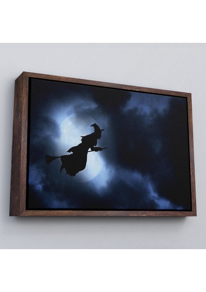 Çerçeveli Süpürgede Uçan Cadı, Cadılar Bayramı Dekoratif Duvar TABLOSU-5202 fiyatları