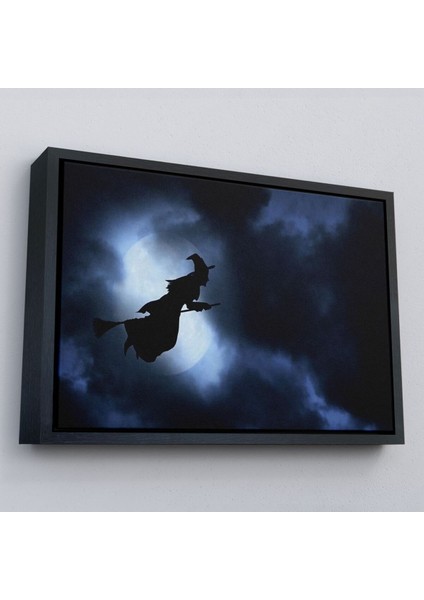 Çerçeveli Süpürgede Uçan Cadı, Cadılar Bayramı Dekoratif Duvar TABLOSU-5202 fırsatları