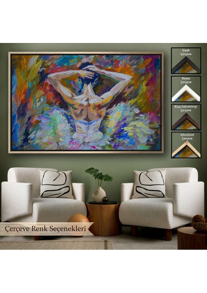 Çerçeveli Balerin Kız Yağlıboya Görünüm Dekoratif Kanvas Duvar TABLOSU-3612