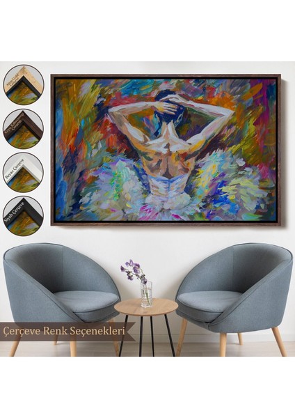 Çerçeveli Balerin Kız Yağlıboya Görünüm Dekoratif Kanvas Duvar TABLOSU-3612