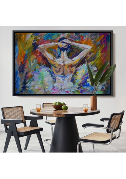 Çerçeveli Balerin Kız Yağlıboya Görünüm Dekoratif Kanvas Duvar TABLOSU-3612
