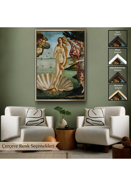 Çerçeveli Sandro Botticelli, Venüs'ün Doğuşu Tablosu - The Birth Of VENUS-8109