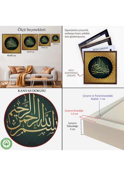 Çerçeveli Rahman ve Rahim Olan Allanın Adıyla Yazılı Dekoratif Kanvas TABLO-3277 indirimleri