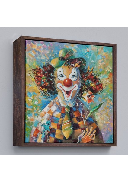 Çerçeveli Bir Çiçekli Palyaço Yağlıboya Görünüm Dekoratif Kanvas Duvar TABLOSU-5838 fiyatları