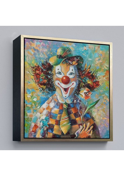 Çerçeveli Bir Çiçekli Palyaço Yağlıboya Görünüm Dekoratif Kanvas Duvar TABLOSU-5838 modelleri