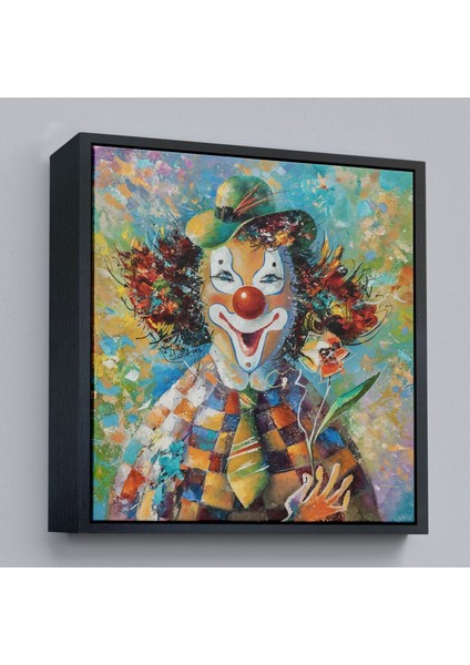 Çerçeveli Bir Çiçekli Palyaço Yağlıboya Görünüm Dekoratif Kanvas Duvar TABLOSU-5838 fırsatları