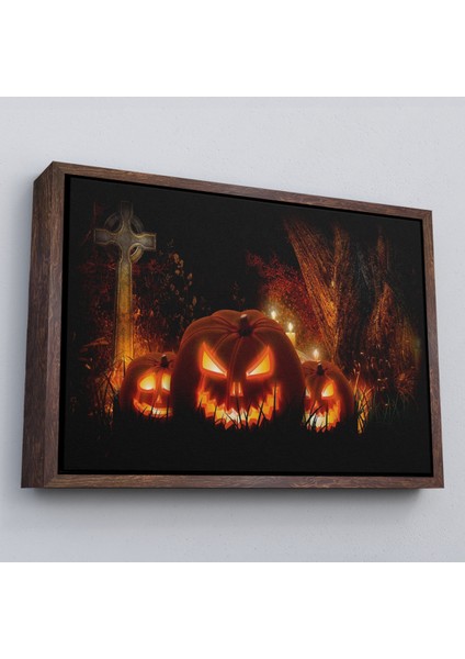 Çerçeveli Korkunç Oymalı Kabaklar Cadılar Bayramı Dekoru Dekoratif Duvar TABLOSU-5197 fiyatları