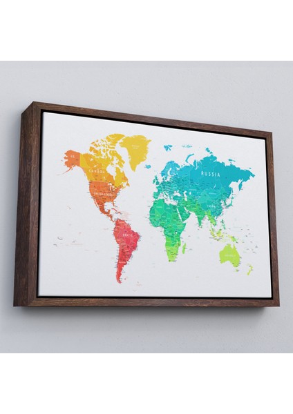 Çerçeveli Dünya Haritası Dekoratif Kanvas TABLO-1108 fiyatları