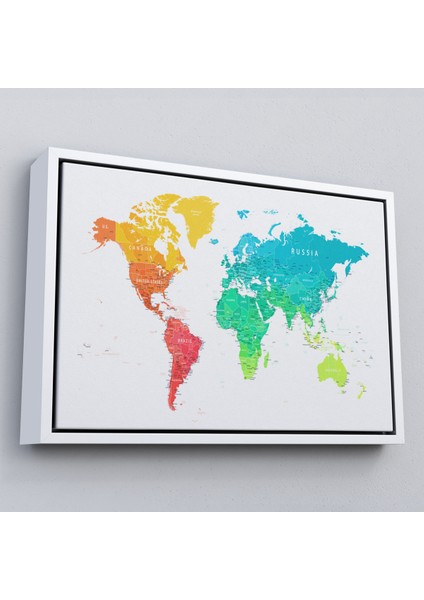 Çerçeveli Dünya Haritası Dekoratif Kanvas TABLO-1108 fırsatları