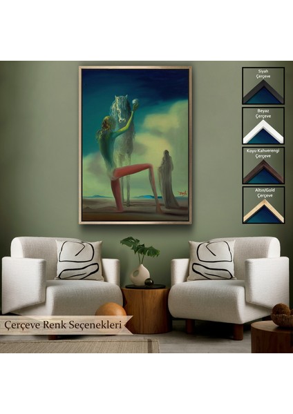 Çerçeveli Salvador Dali - Ölüm Şövalyesi Tablosu - Chevalier De La MORT-7400